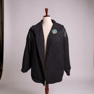 Otello Pelle Black Textured Jacket - Size 13/14